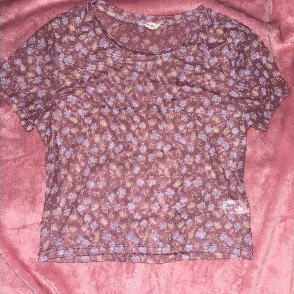Aeropostale Floral Short Sleeve Top - Lavender